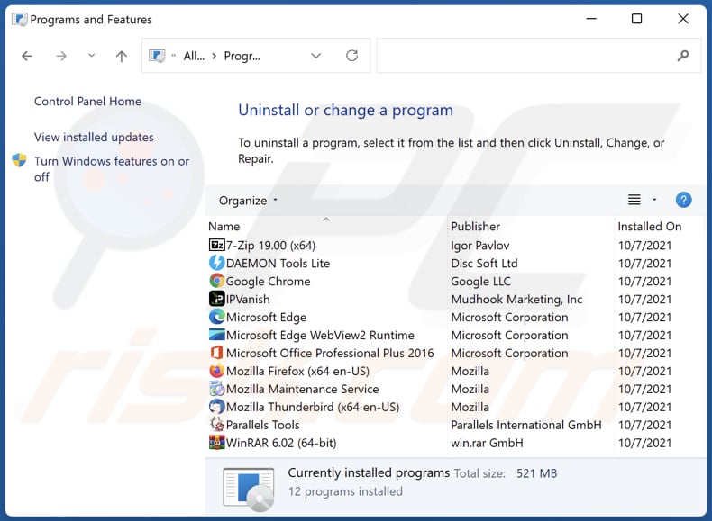 aisearchapp.net Browserentführer Deinstallation über die Systemsteuerung