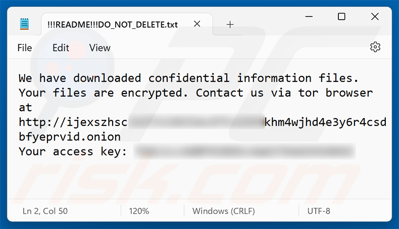 Aur0ra Ransomware Lösegeldforderung (!!!README!!!DO_NOT_DELETE.txt)