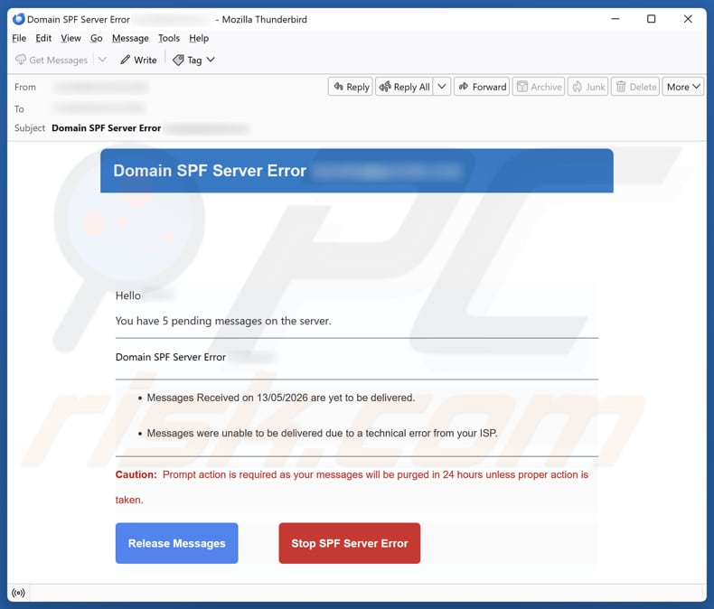 Domain SPF Server Error E-Mail-Spam-Kampagne