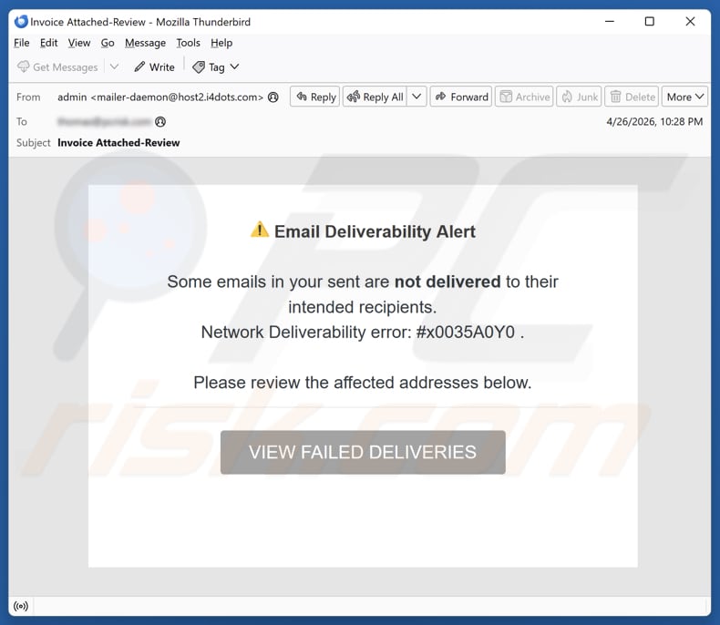 Email Deliverability Alert E-Mail-Spam-Kampagne
