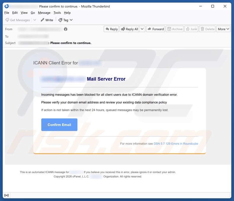 ICANN Client Error E-Mail-Spam-Kampagne