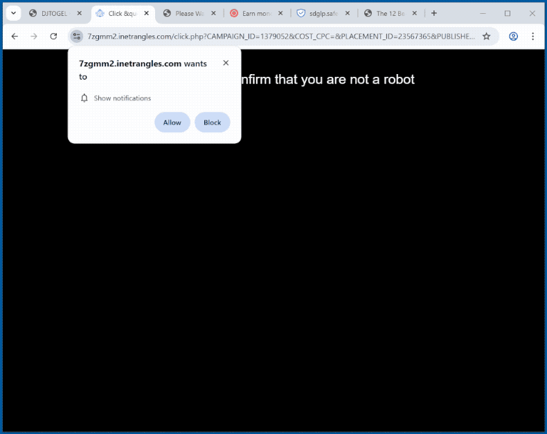 Erscheinungsbild der Website inetrangles[.]com (GIF)