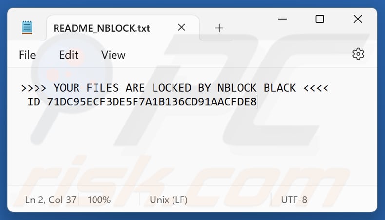 NBLock Black Ransomware Textdatei (README_NBLOCK.txt)