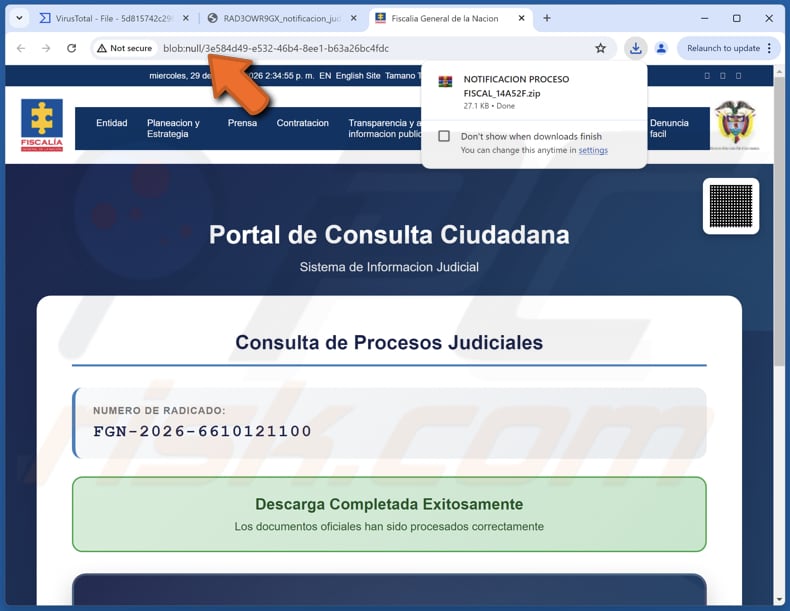 NexusRAT Malware Blob-URL über Anhang geöffnet