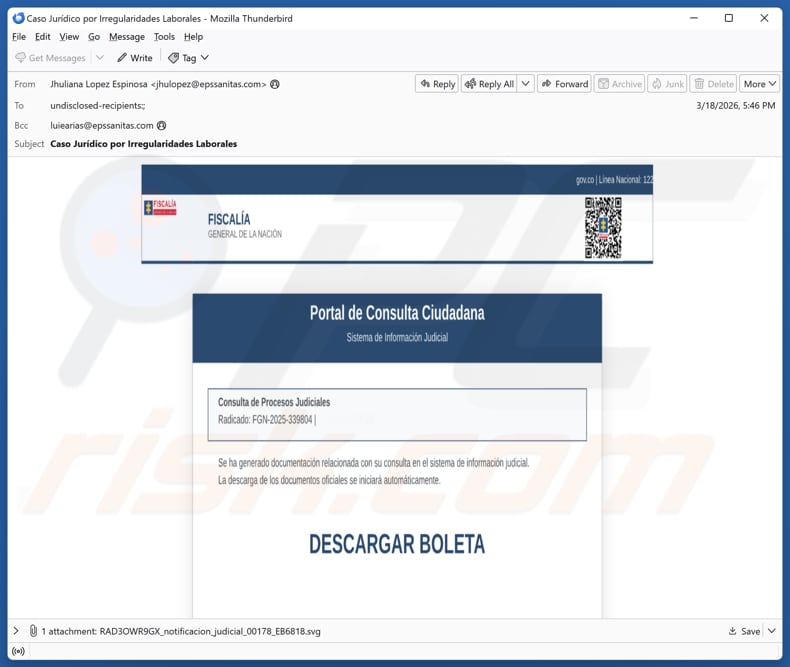 NexusRAT Malware Spam-E-Mail zur Verbreitung