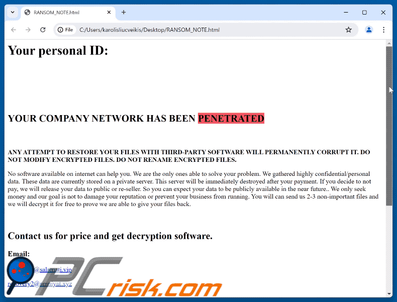 Rex Ransomware Lösegeldforderung GIF (RANSOM_NOTE.html)