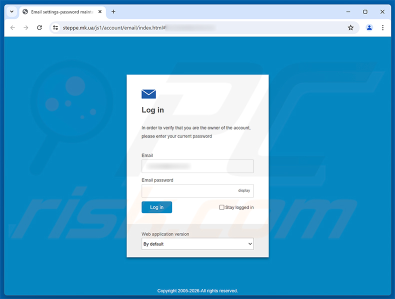 Authenticate Your Domain Account Phishing-Seite