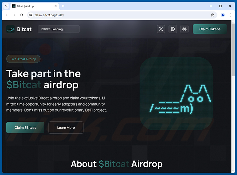 $Bitcat Airdrop Betrug (claim-bitcat.pages[.]dev)
