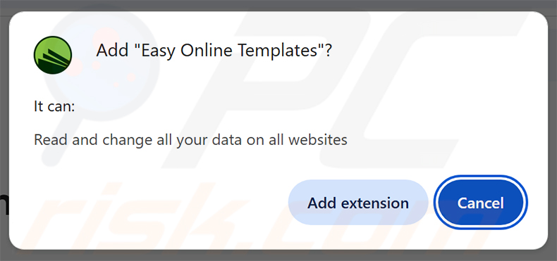 Easy Online Templates Adware-Berechtigungen