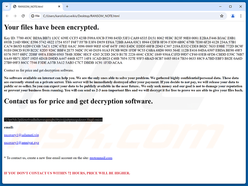 Lösegeldforderung der Friends-Ransomware (RANSOM_NOTE.html)