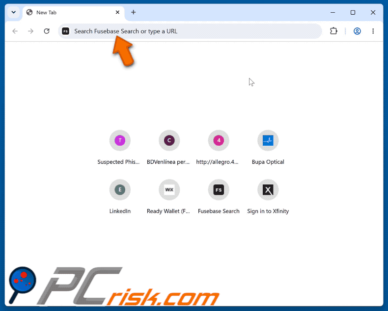Fusebase Search (s.fusebase-search.com) Browserentführer mit Weiterleitung zu Yahoo (GIF)