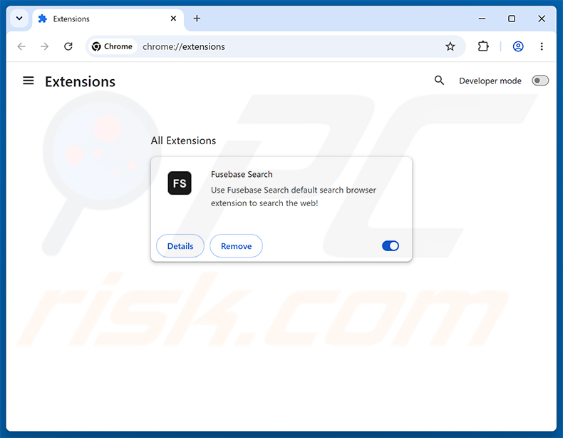 Entfernen von mit Fusebase Search (s.fusebase-search.com) verbundenen Google-Chrome-Erweiterungen