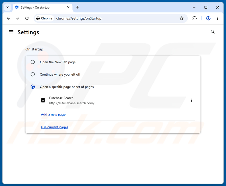 Entfernen von Fusebase Search (s.fusebase-search.com) aus der Google-Chrome-Startseite