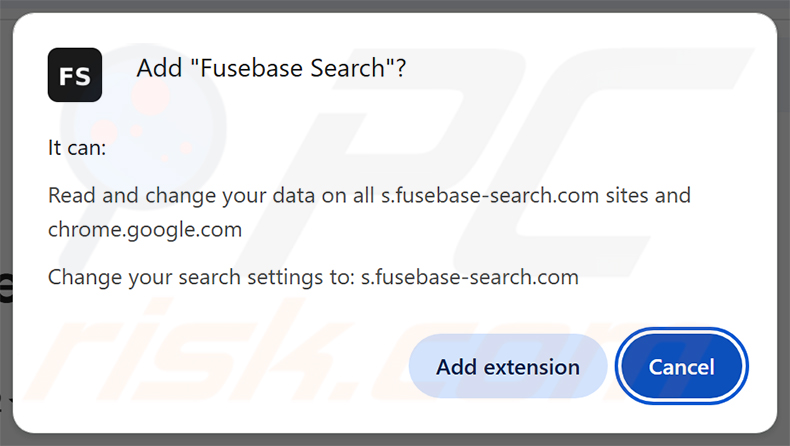 Vom Fusebase Search (s.fusebase-search.com) Browserentführer angeforderte Berechtigungen