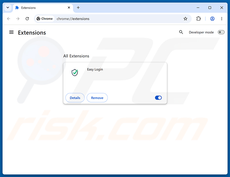 Entfernen von mit Easy Login (loginonlineapp.com) verbundenen Google Chrome-Erweiterungen
