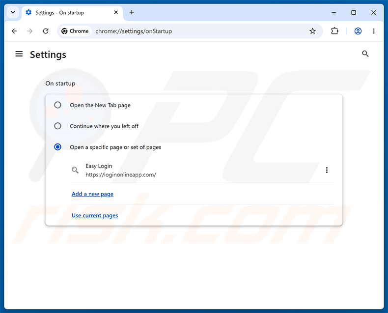 Entfernen von Easy Login (loginonlineapp.com) aus der Google Chrome Startseite