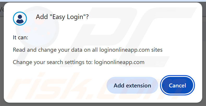 Vom Easy Login (loginonlineapp.com) Browserentführer angeforderte Berechtigungen