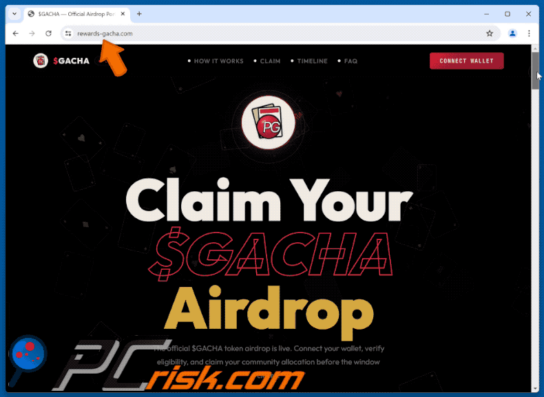 Erscheinungsbild des PowerGacha ($GACHA) Airdrop-Betrugs (GIF)