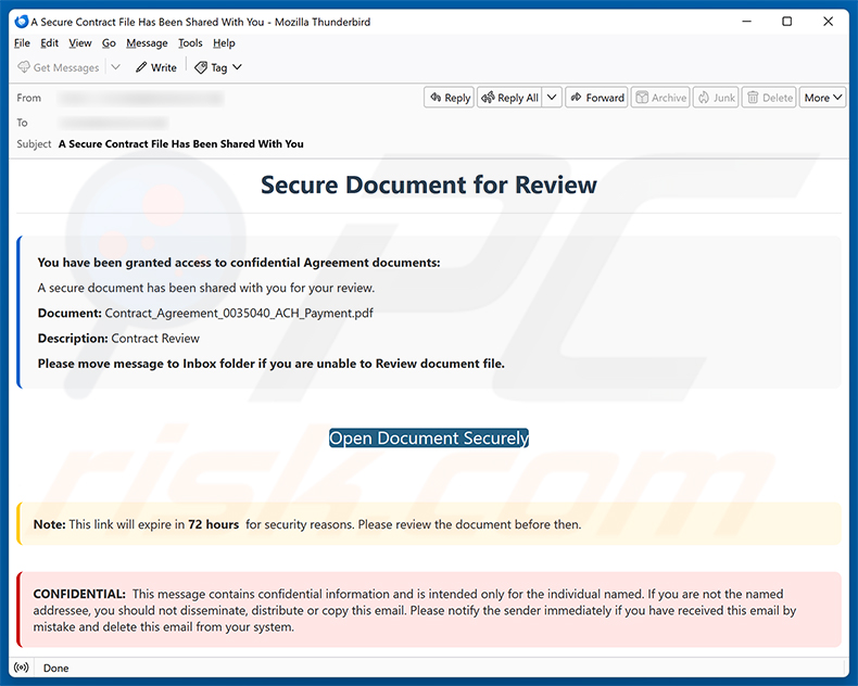 Secure Document For Review E-Mail-Betrug-Kampagne