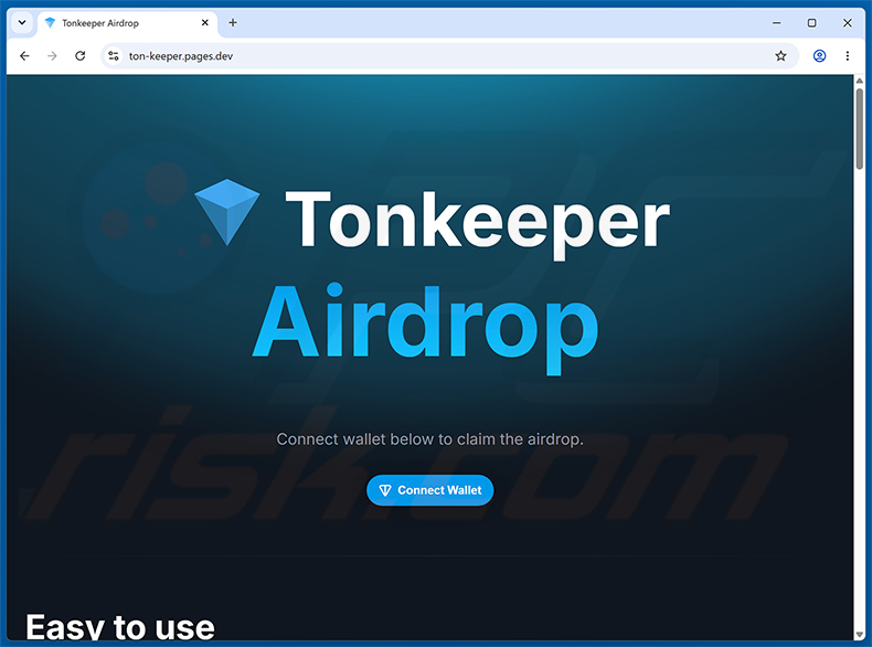 Tonkeeper Airdrop Betrug (ton-keeper.pages[.]dev)