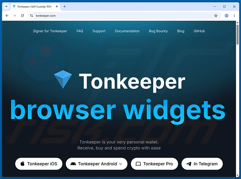 Echte Website des Tonkeeper Airdrop Betrug (tonkeeper.com)