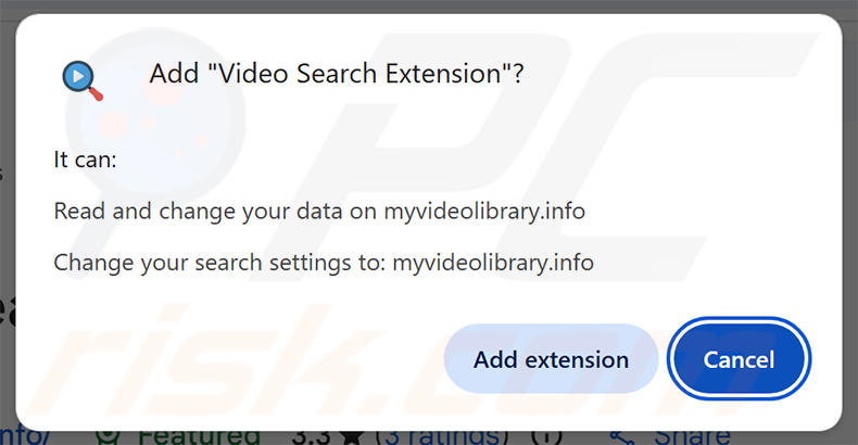 Vom Video Search Extension (myvideolibrary.info) Browserentführer angeforderte Berechtigungen