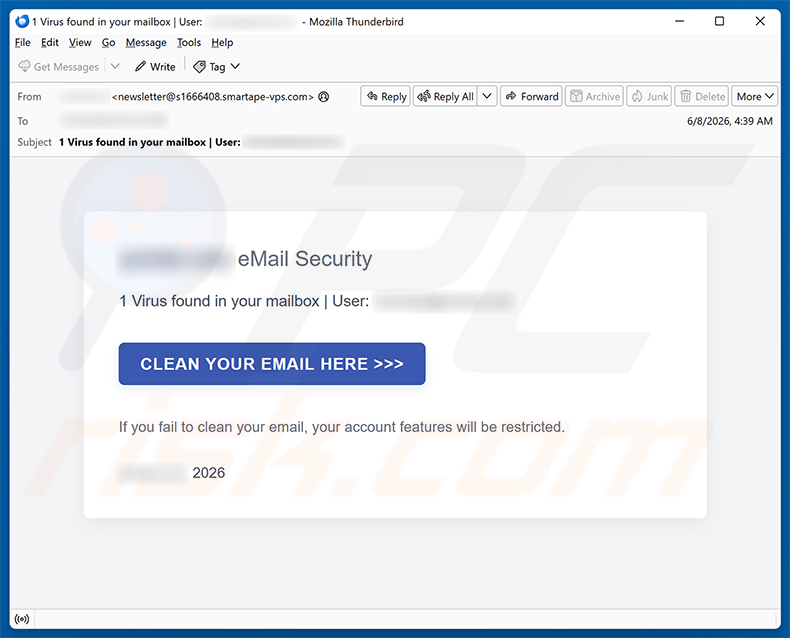 Virus Found In Your Mailbox E-Mail-Spam-Kampagne