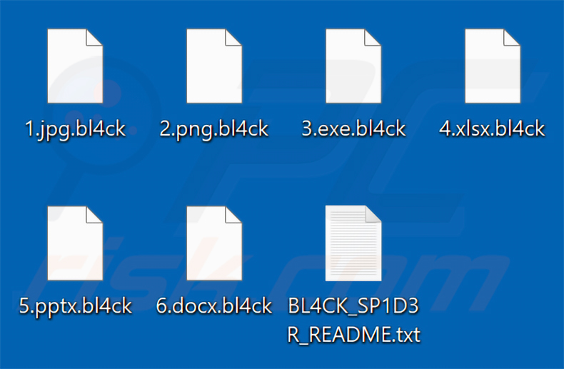 Durch die BL4CK SP1D3R-Ransomware verschlüsselte Dateien (.bl4ck-Erweiterung)