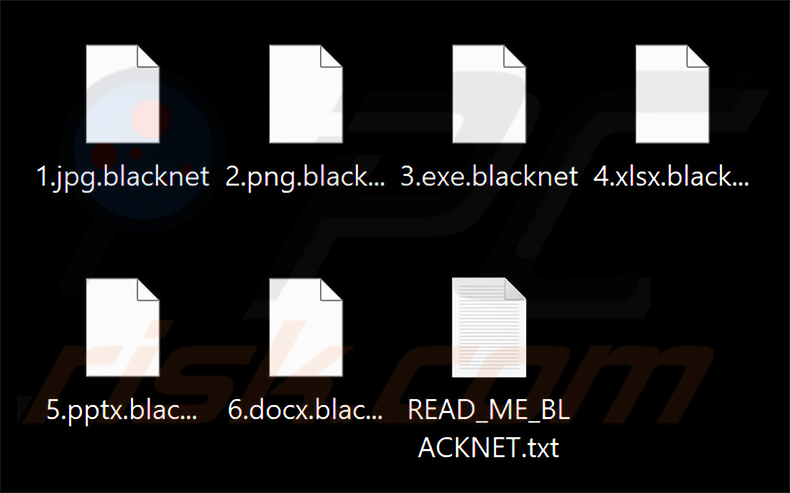 Von der BLACKNET-Ransomware verschlüsselte Dateien (.blacknet-Erweiterung)