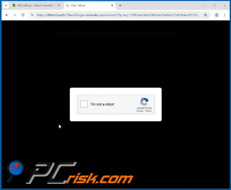 Erscheinungsbild der Website cgre-defender[.]pro (GIF)