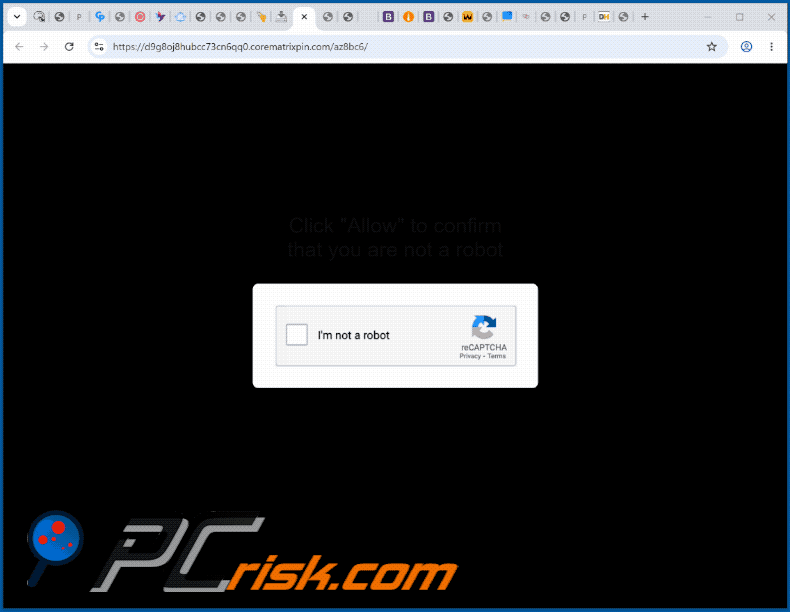 Erscheinungsbild der Website corematrixpin[.]com (GIF)