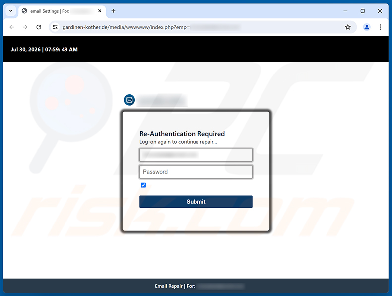 cPanel - Re-validate SSL/TLS Phishing-Seite