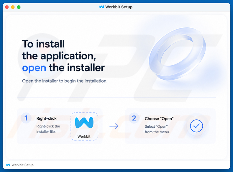 Werkbit Setup-Disk-Image, das zur Verbreitung von CrashStealer Malware verwendet wird