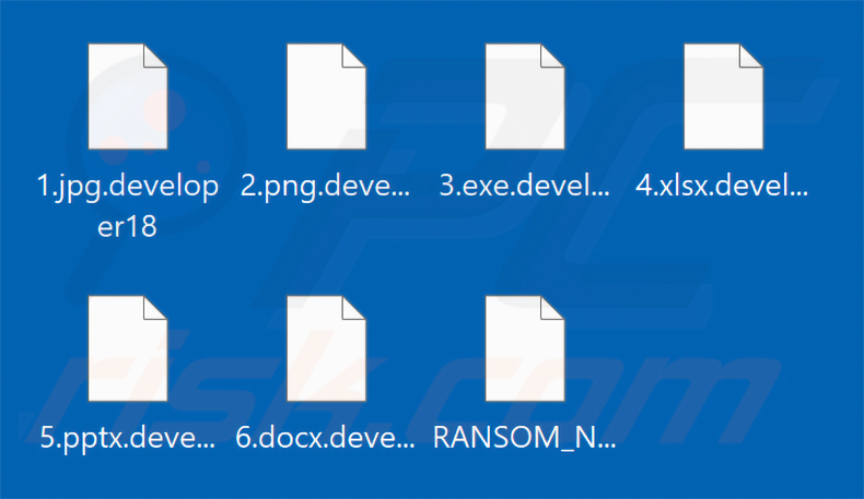 Dateien, die durch die Developer-Ransomware verschlüsselt wurden (.developer18-Erweiterung)