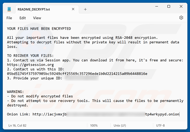Doommageddon-Ransomware-Lösegeldforderung (README_DECRYPT.txt)