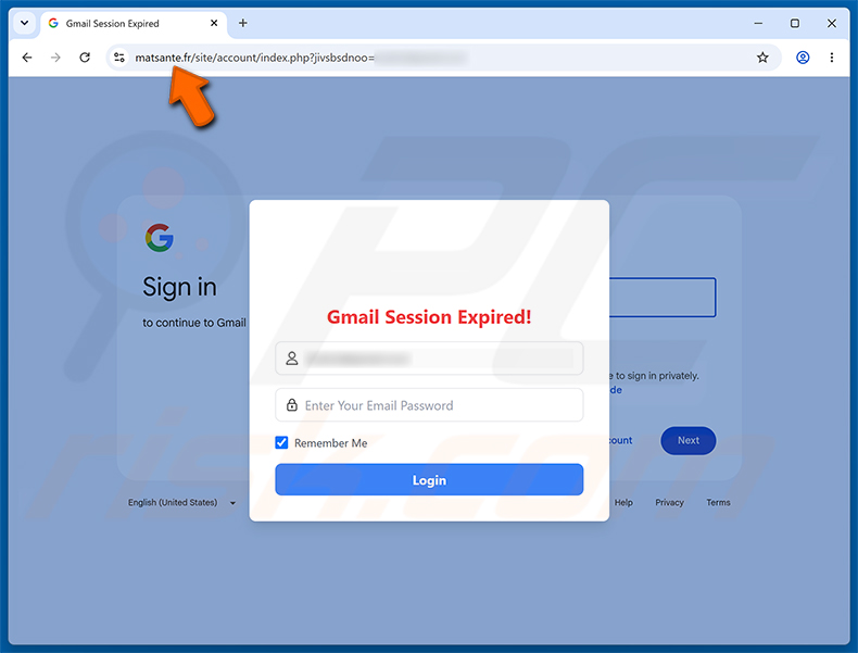 Email Account Is Currently Transmitting Viruses Betrug - Phishing-Seite