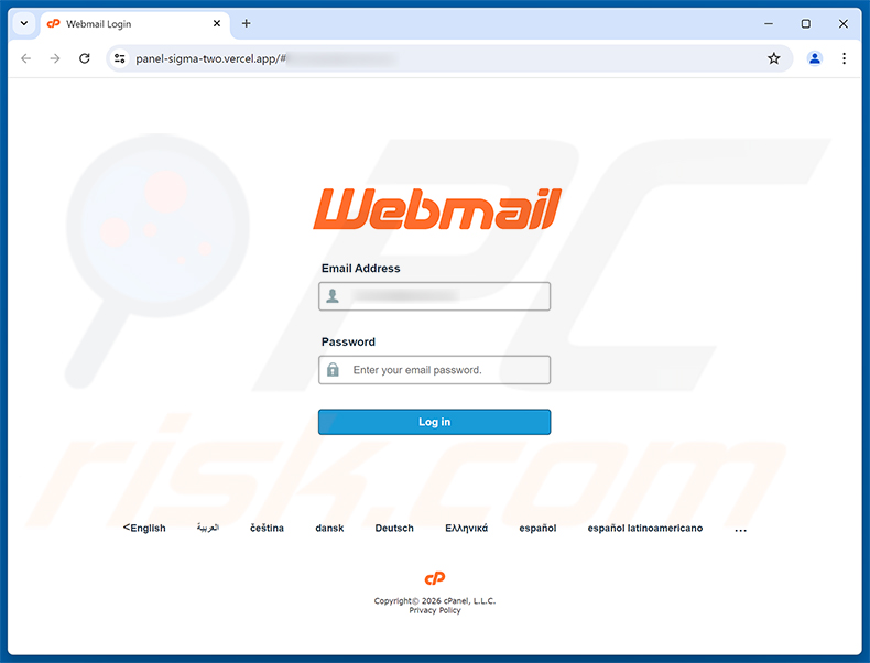 Email Migration Notice Scam Phishing-Seite