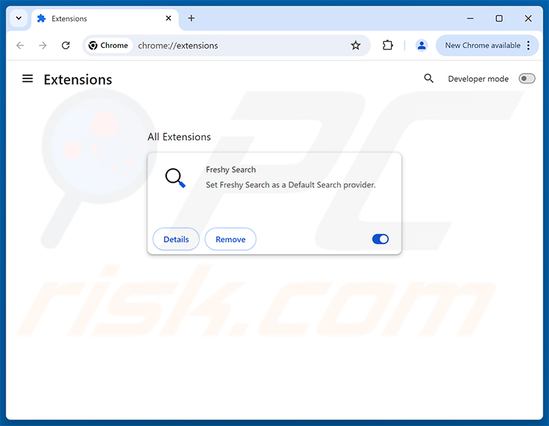 Entfernen von mit Freshy Search (freshy.com) verbundenen Google Chrome Erweiterungen