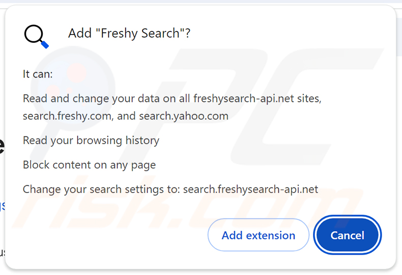 Freshy Search (freshy.com) Browserentführer Berechtigungen