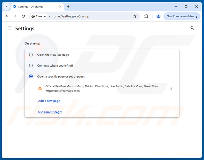 Entfernen von Get Maps & Driving Directions (bestfreemaps.com) aus der Google Chrome-Startseite
