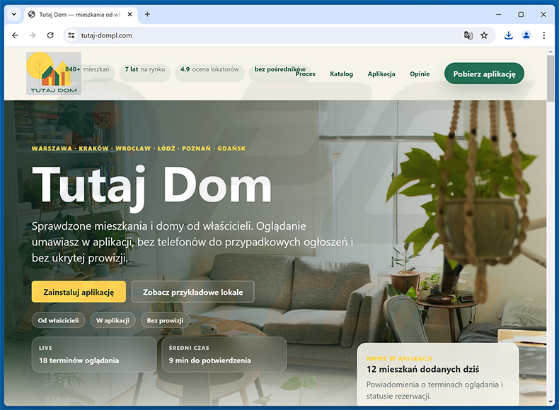 Gefälschte Tutaj Dompl-Download-Website, die Glitch SPY verbreitet