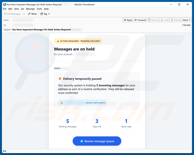 Messages Are On Hold E-Mail-Spam-Kampagne