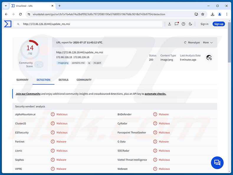msaRAT RAT-Erkennungen auf VirusTotal