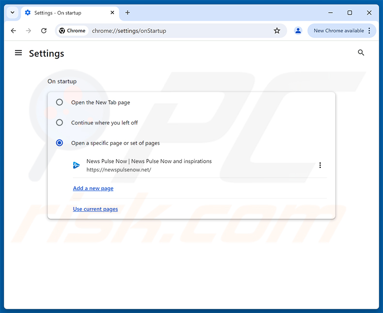 Entfernen von newspulsenow.net aus der Google Chrome-Startseite