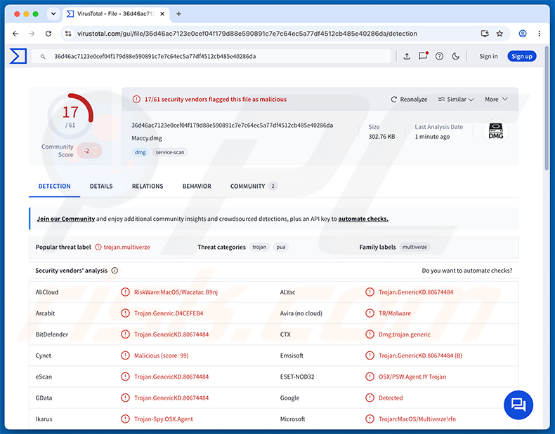 Gefälschte Website zur Verbreitung der PamStealer-Malware