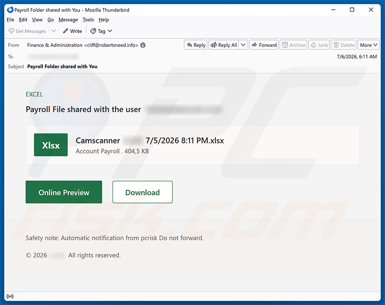Payroll File Shared E-Mail-Spam-Kampagne
