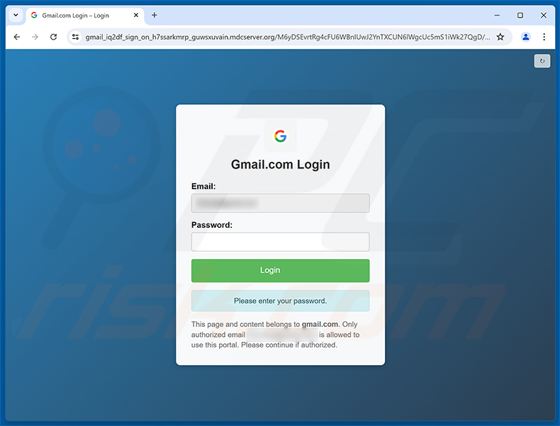 Payroll File Shared Phishing-Seite