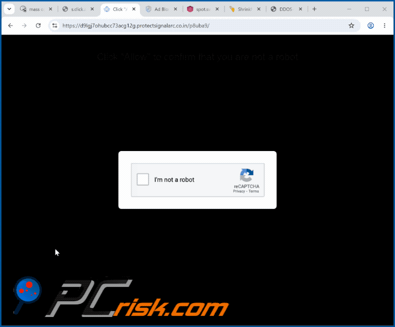 Erscheinungsbild der Website protectsignalarc[.]co.in (GIF)