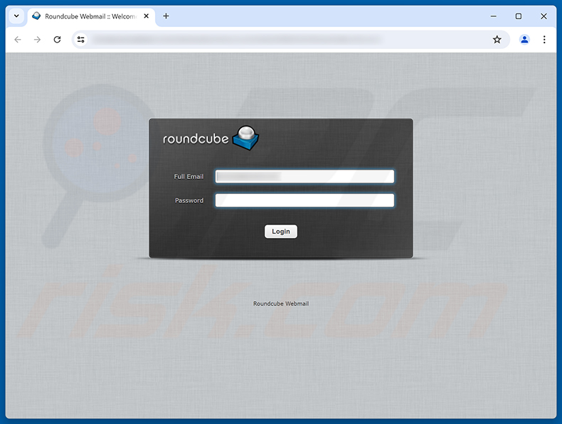 Roundcube Domain Registration Email Verification Scam Phishing-Seite