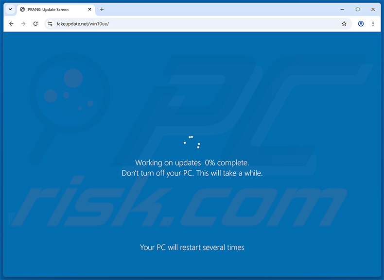 SCMBANKER Trojaner gefälschter Windows-Update-Ablenkungsbildschirm